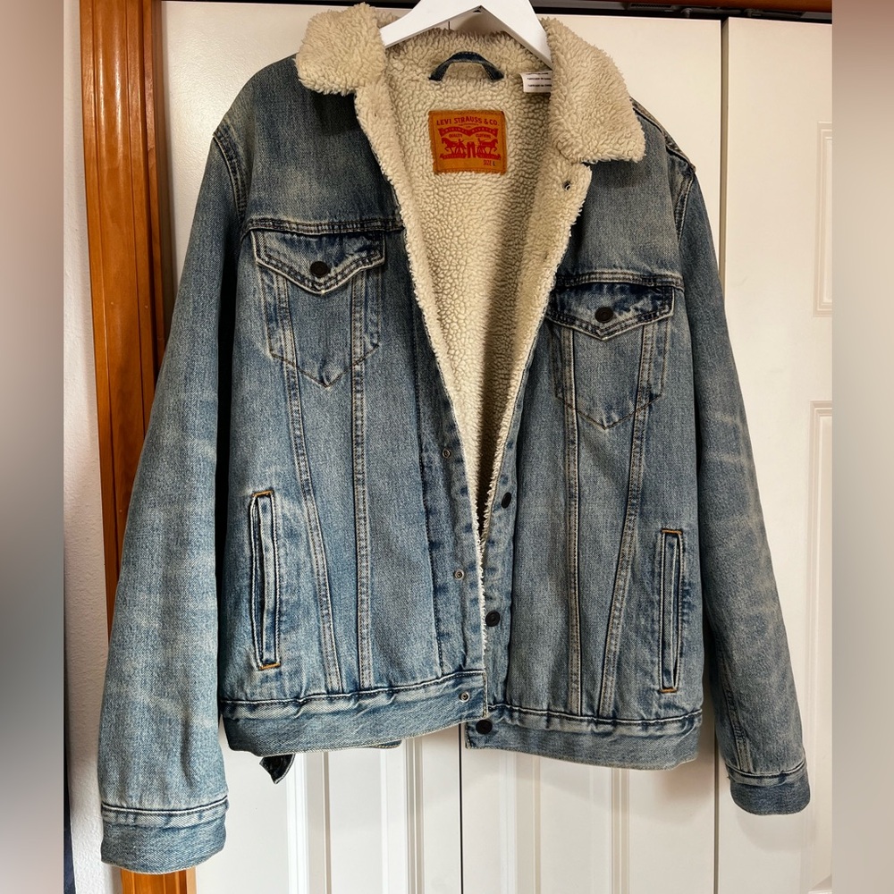 Levi's White Sherpa Lined Jacket
